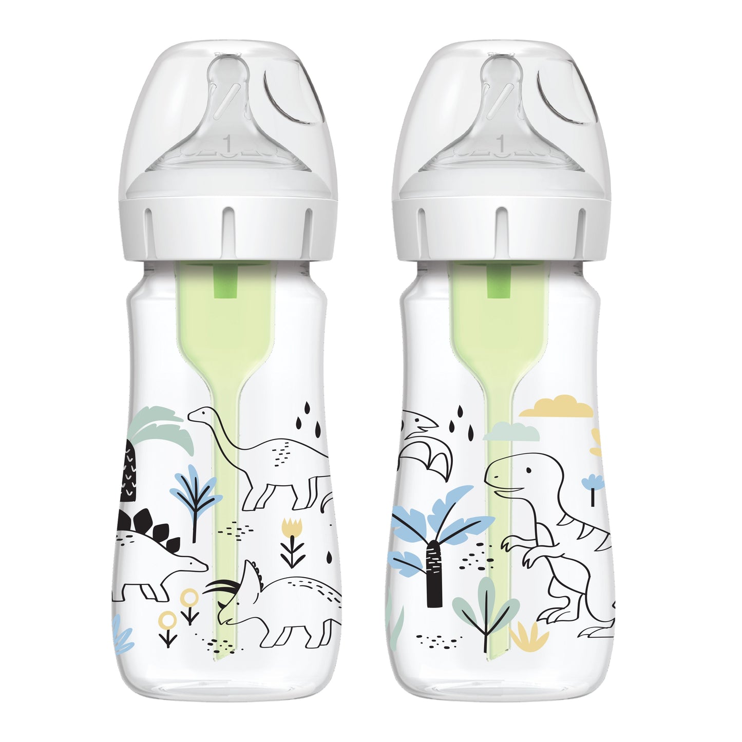 Dr Brown's Anti-Colic Options+ Wide-Neck Baby Bottle, 9oz/270ml, 2-Pack - Designs