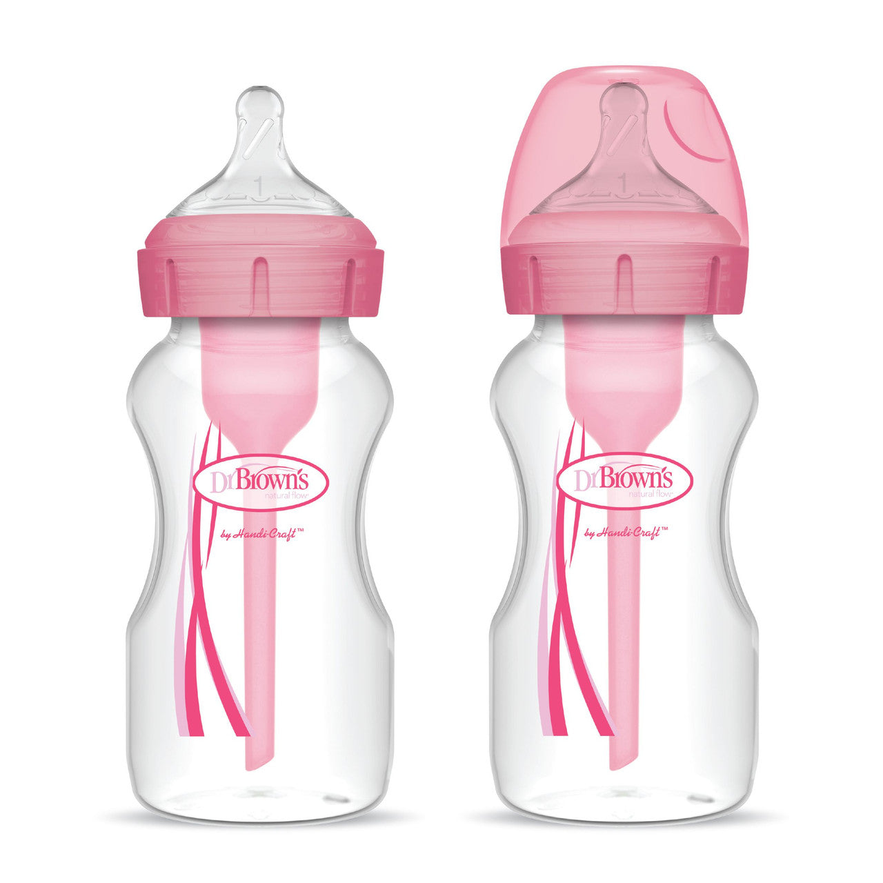 Dr Brown's Options+ Anti-Colic Baby Bottle Pink Twin Pack 270ml