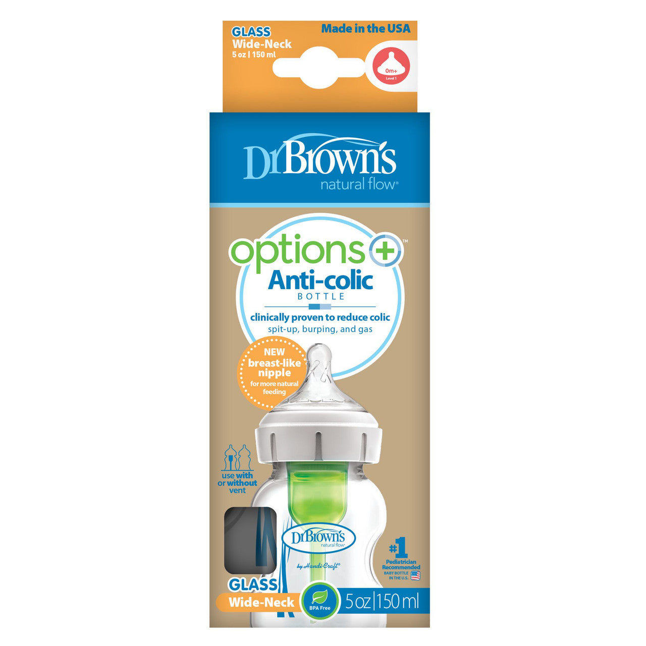 Dr Brown's Options+ Anti-Colic 150ml Single Glass Bottle