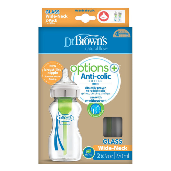 Dr Brown's Options+ Anti-Colic 270ml Glass Twin Pack