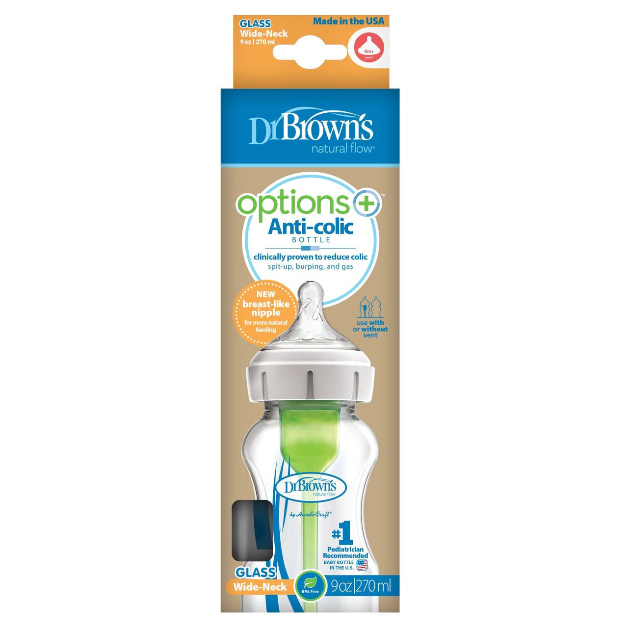 Dr Brown's Options+ Anti-Colic Glass Baby Bottle Starter Kit