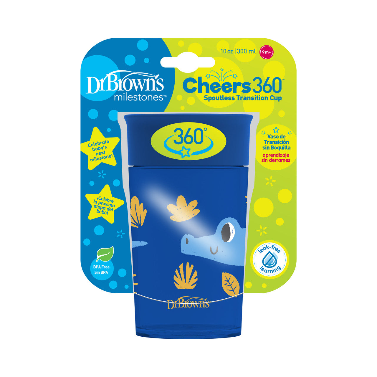 Dr Brown's Milestones Cheers360 Cup, 10oz/300ml,  Blue