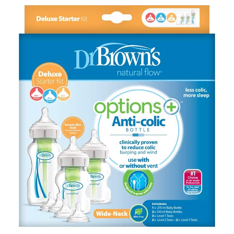 Dr Browns OPTIONS Baby Starter Bottle Set Anti-Colic Gift Set Pink Colours 0+ 